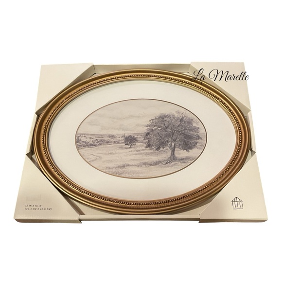 Horizontal Oval Landscape Sketch Framed Wall Art - Hearth & Hand™ with Magnolia - Picture 5 of 5